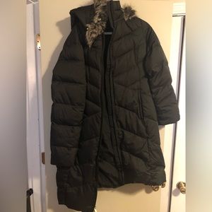 Womens XL down filled coat black, Lands End